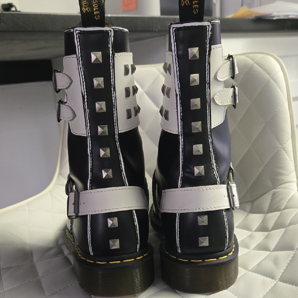 Dr. Martens Joska Stud Black And White Boots - Picture 6 of 8